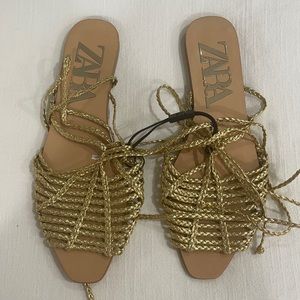 Brand New Gold Zara Sandals